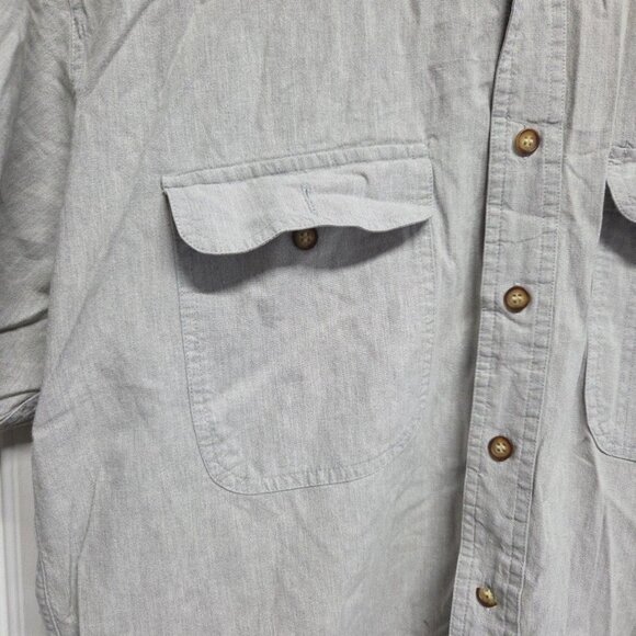 Basic Equipment Men’s XL Grey Solid Button-up Shirt Vintage C - Picture 2 of 9